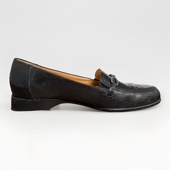 Trotters Black Leather Loafers Women’s Size 10M Chain Accent Made in Brazil - Picture 5 of 12